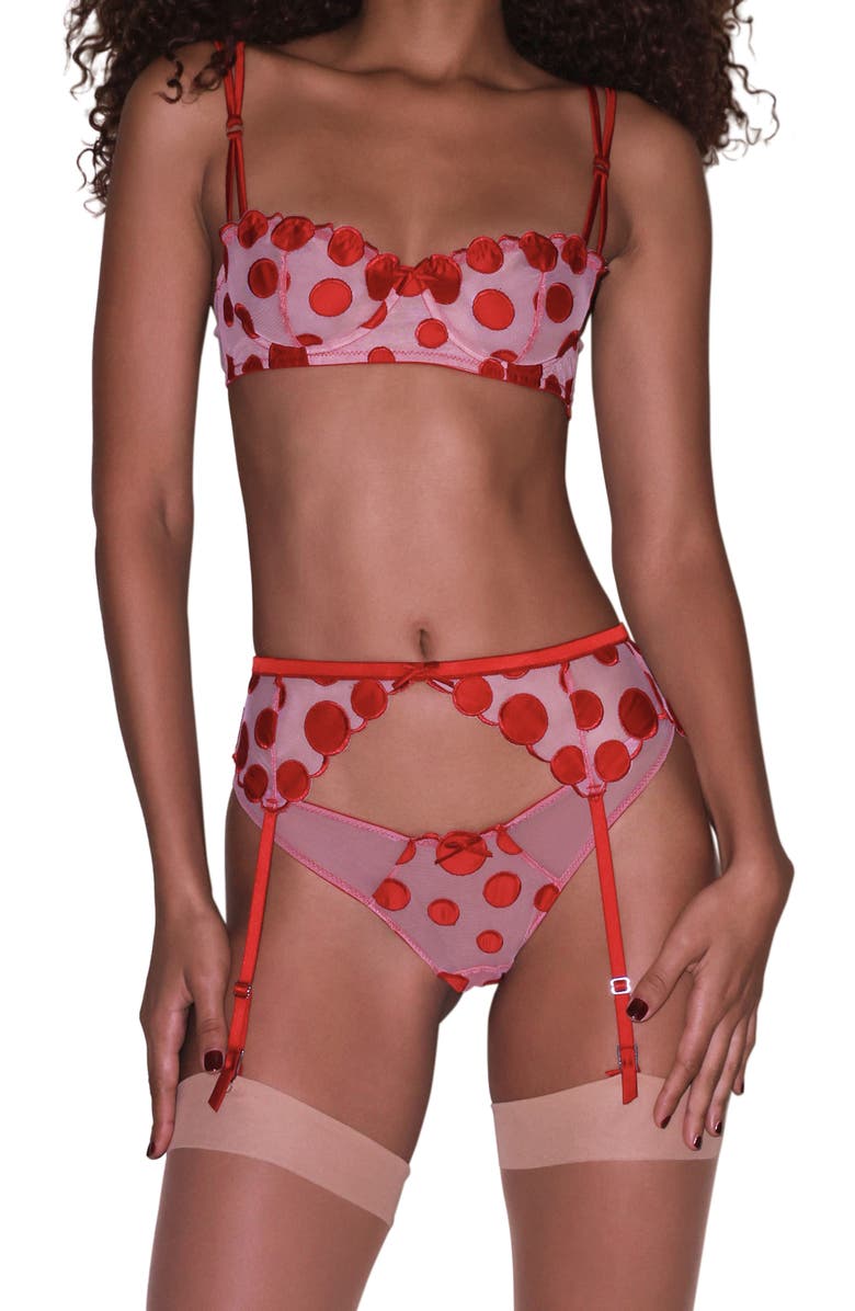 Fleur Du Mal Polka Dot Embroidered Briefs, Alternate, color, Rouge