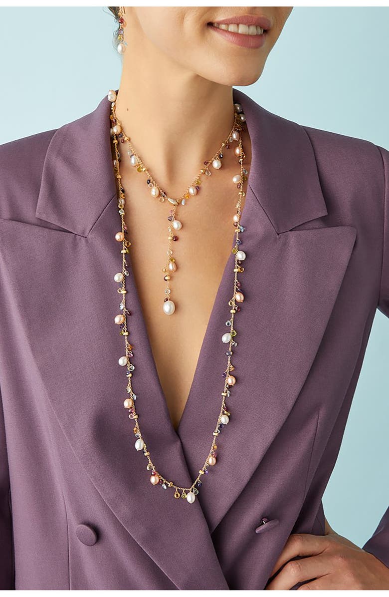 Marco Bicego Paradise Semiprecious Stone & Diamond Y-Necklace, Alternate, color,