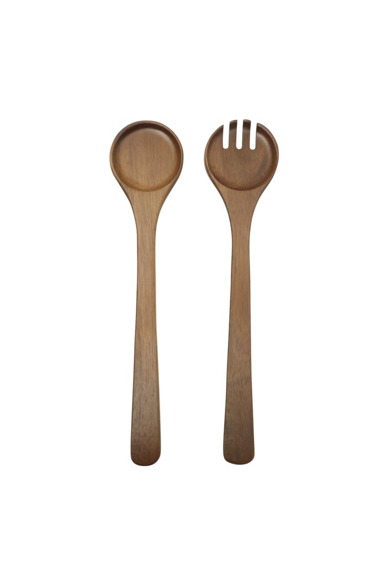 Laurelton Large Acacia Wood Salad Serving Bowl Set, Alternate, color, Brown
