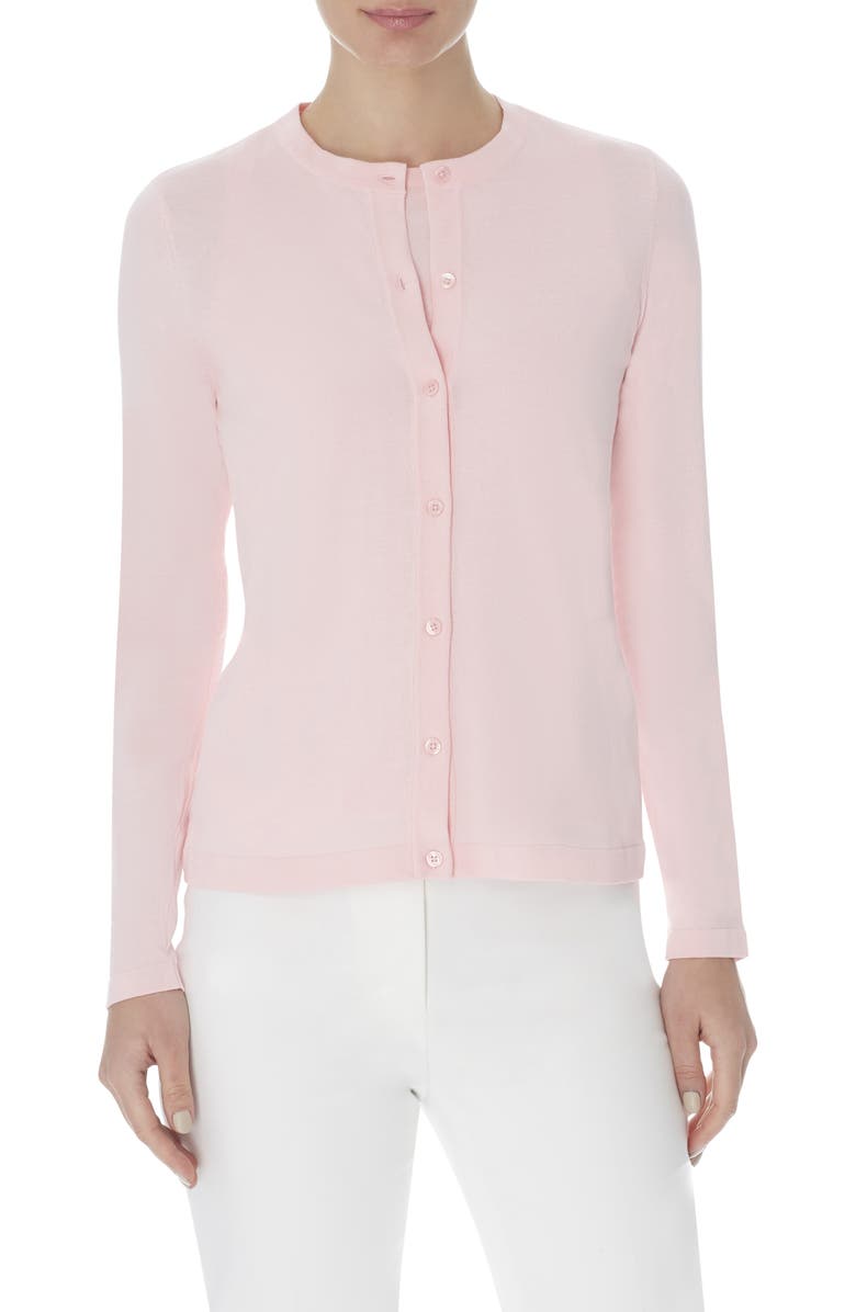 Anne Klein Crewneck Cardigan, Main, color, 