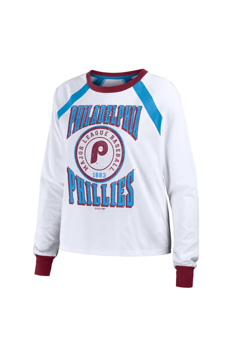 WEAR by Erin Andrews Women's WEAR by Erin Andrews White Philadelphia Phillies Raglan Long Sleeve T-Shirt, Alternate, color,