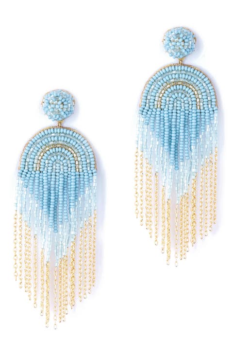 Circe Beaded Fringe Drop Earrings