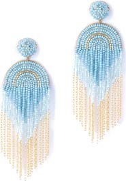 Deepa Gurnani Circe Beaded Fringe Drop Earrings