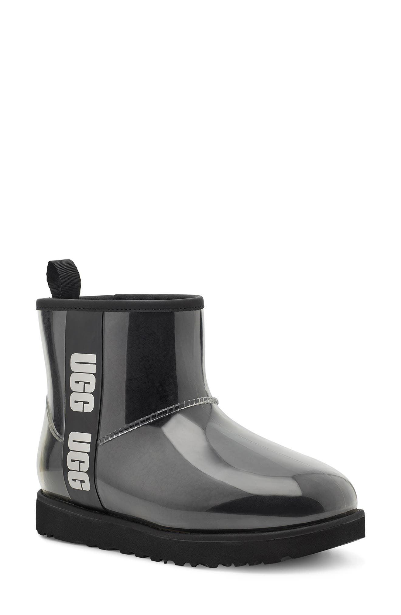 Classic Mini Waterproof Clear Boot, Main, color, BLACK
