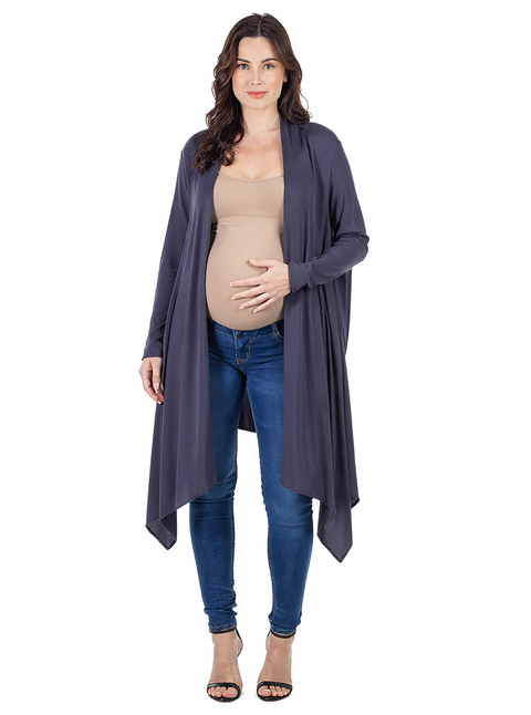 Extra Long Open Front Maternity Cardigan