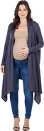 24seven Comfort Apparel Extra Long Open Front Maternity Cardigan