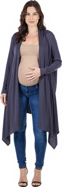 24seven Comfort Apparel Extra Long Open Front Maternity Cardigan