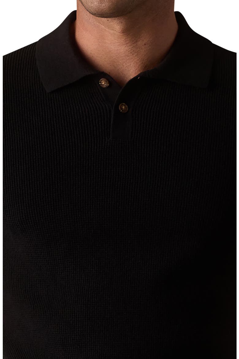 Robles Long Sleeve Waffle Cotton Polo Sweater, Alternate, color, BLACK