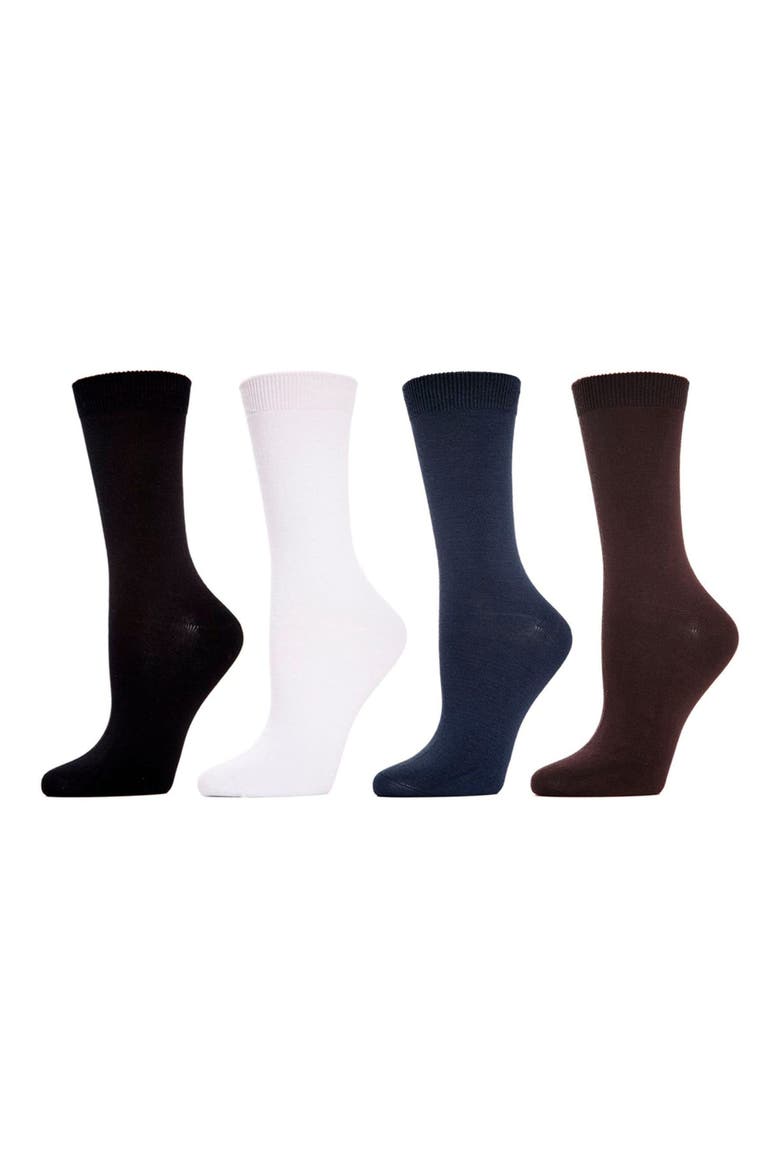 Assorted 4-Pack Crew Socks, Main, color, BLACK/ WHITE/ BROWN/ BLUE