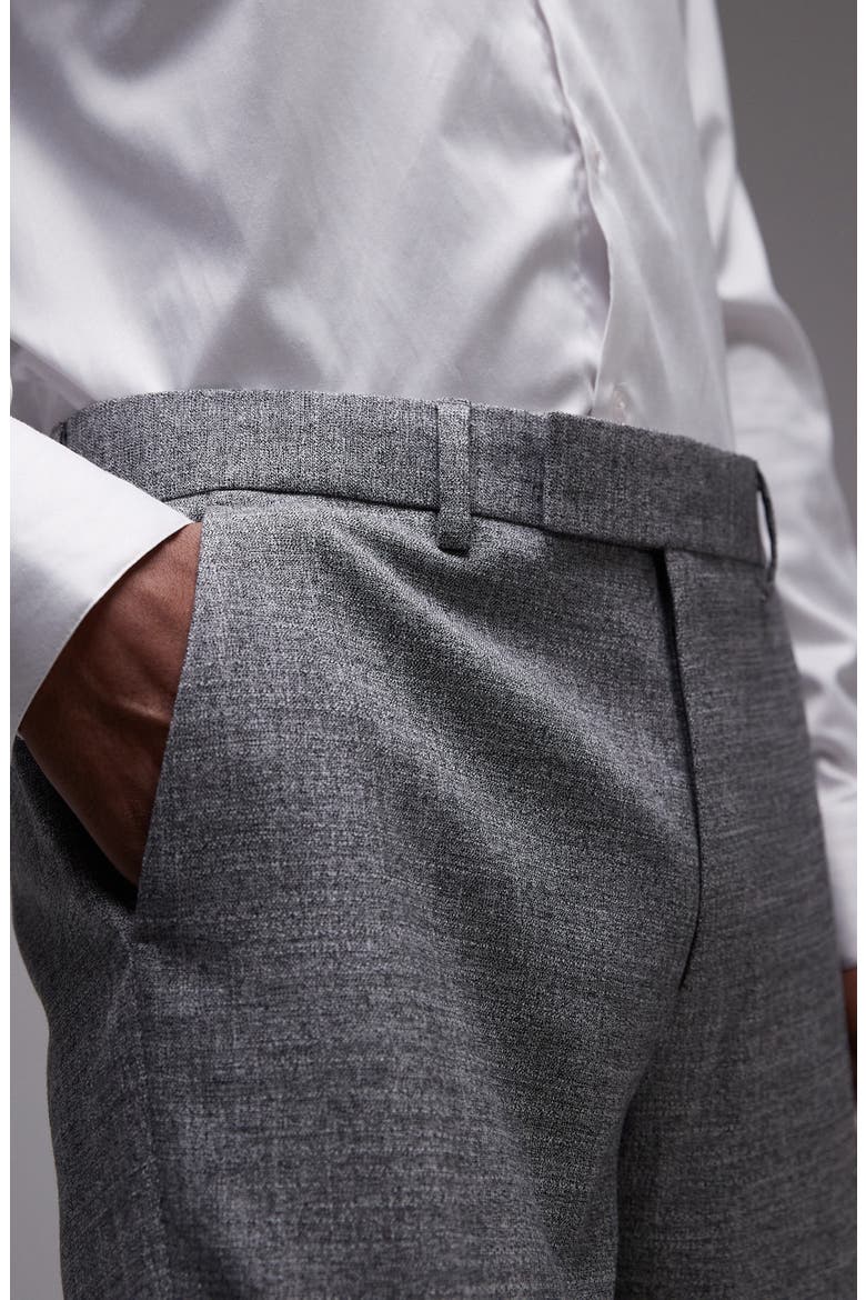 Skinny Fit Textured Cotton Dress Pants, Alternate, color, GREY