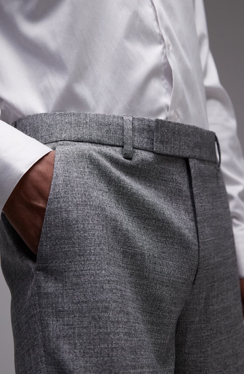 Topman Skinny Fit Textured Cotton Dress Pants, Alternate, color, Grey