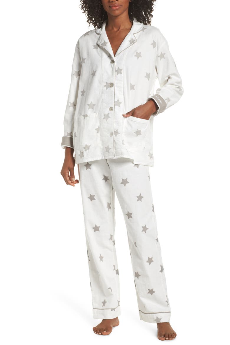 Print Flannel Pajamas, Main, color, IVORY