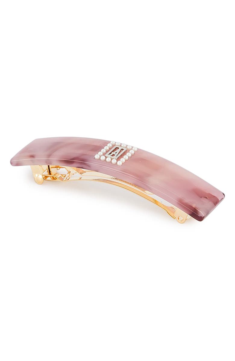 Alexandre de Paris Imitation Pearl Barrette, Alternate, color, Rose