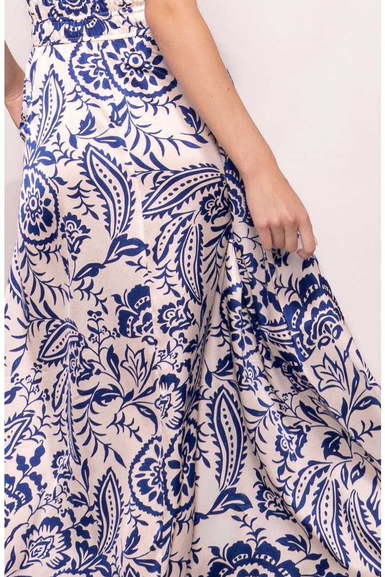 Print Ruffle Sleeveless Maxi Dress, Alternate, color, IVORY BLUE PAISLEY