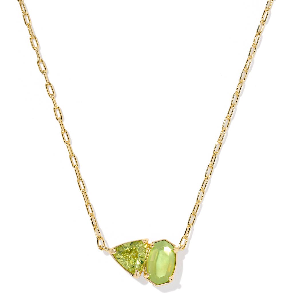Kendra Scott Tatum Pendant Necklace In Gold Light Green Mix