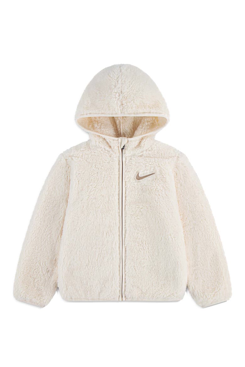 Kids' Full Zip Sherpa Hoodie, Main, color, PALE IVORY