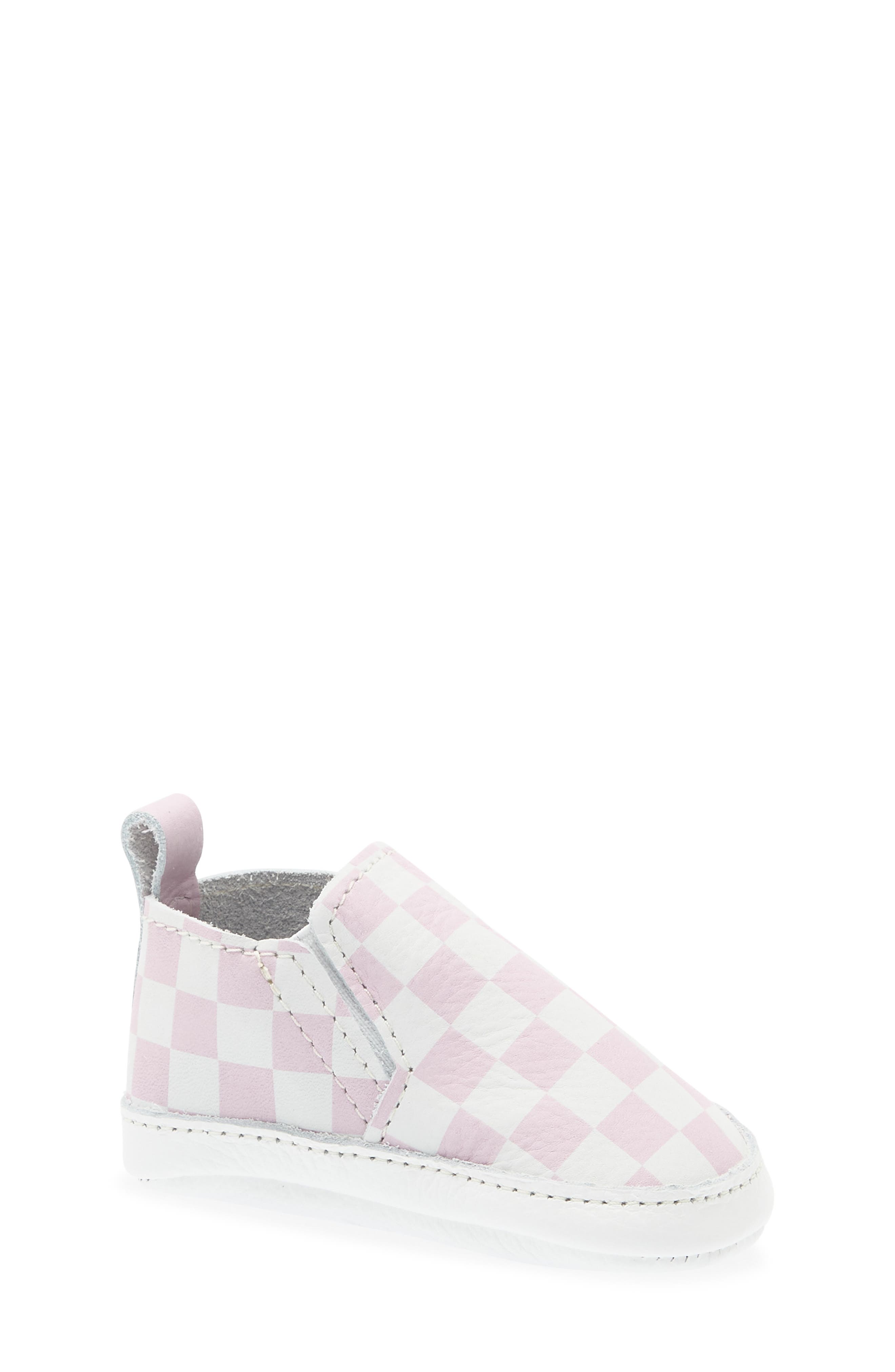 Check Leather Slip On Shoe, Main, color, PETAL PINK CHECK