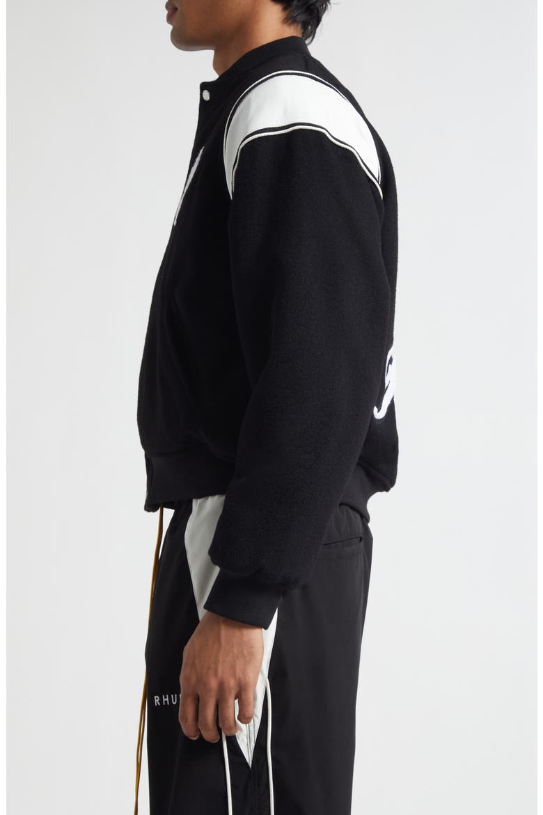 Regista Wool Blend Varsity Jacket, Alternate, color, BLACK / WHITE / GOLD