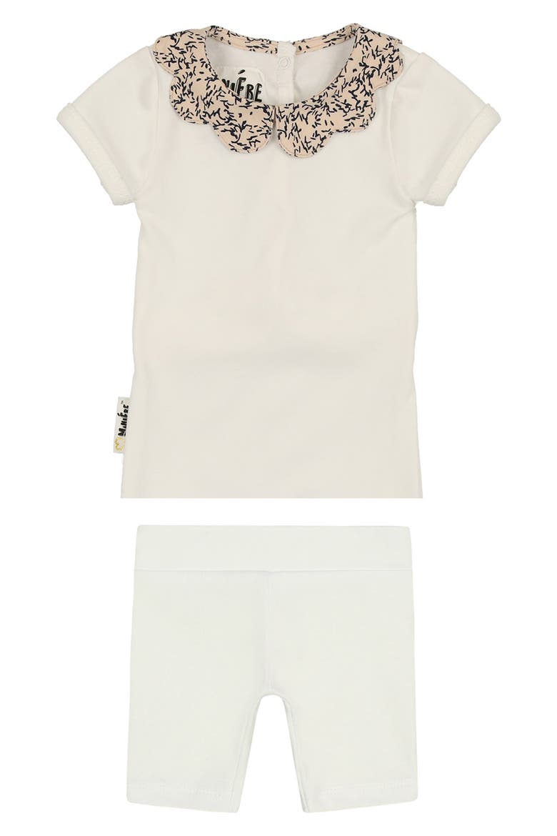 Cotton Blend Top & Shorts Set, Main, color, WHITE/NAVY