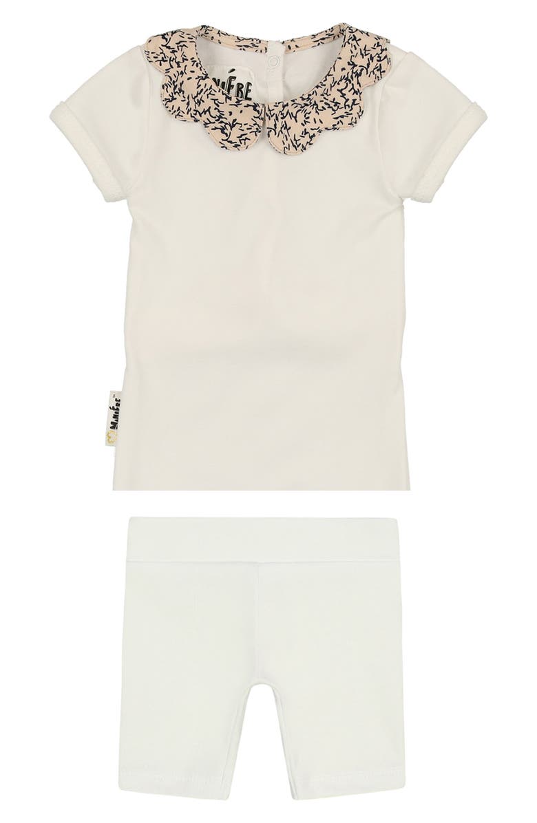 Manière Cotton Blend Top & Shorts Set, Main, color, White/ Navy