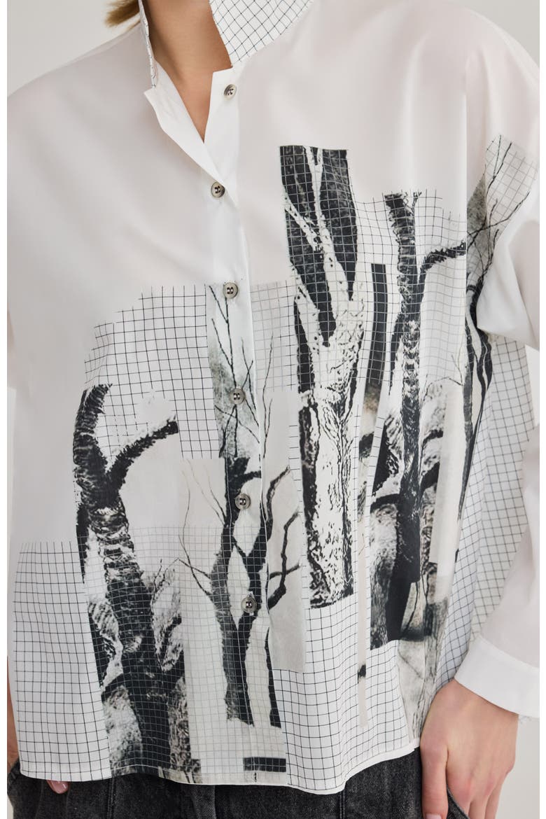 Shiloh Printed Cotton Shirt, Alternate, color, Black Print