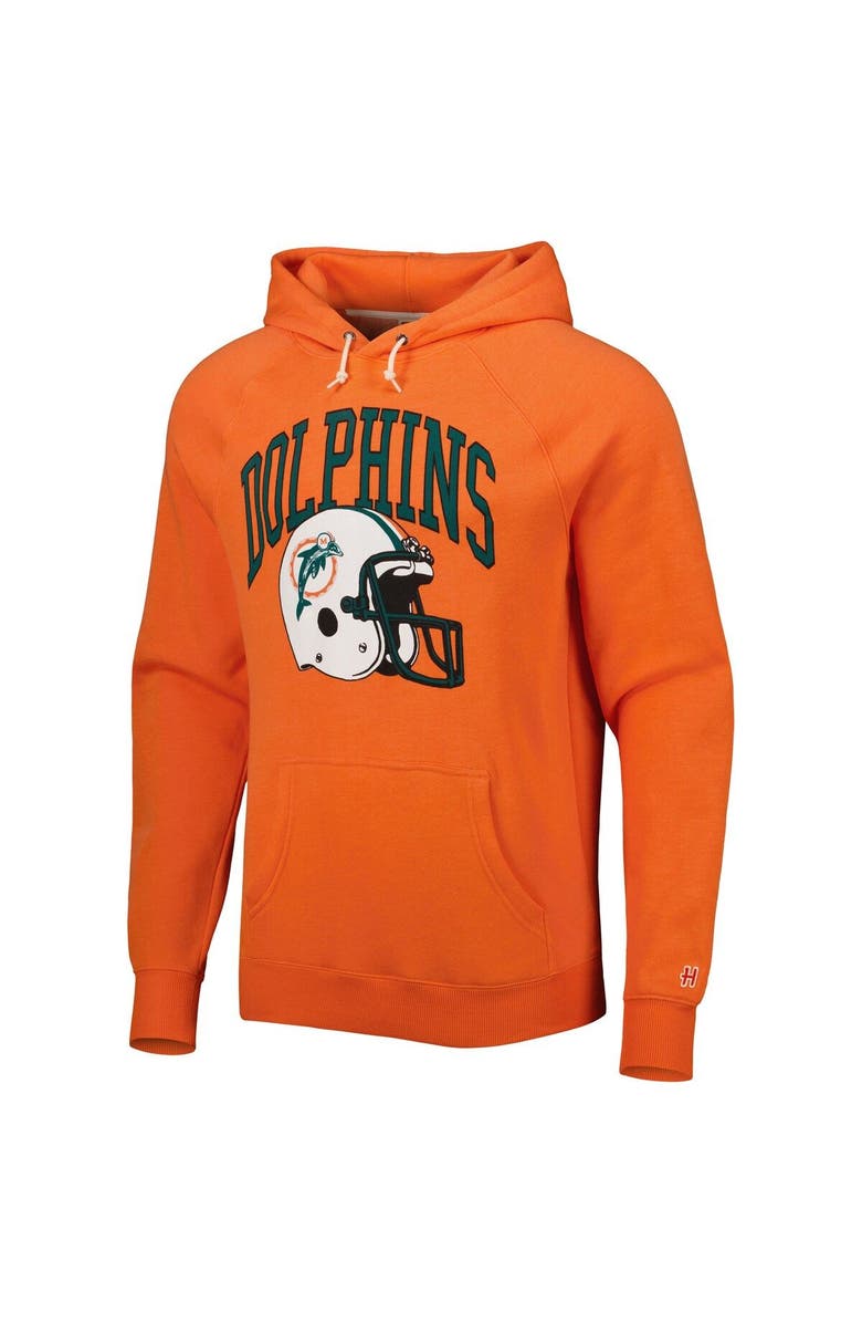 Homage Men's Homage Orange Miami Dolphins Retro Helmet Tri-Blend Raglan Pullover Hoodie, Alternate, color, 