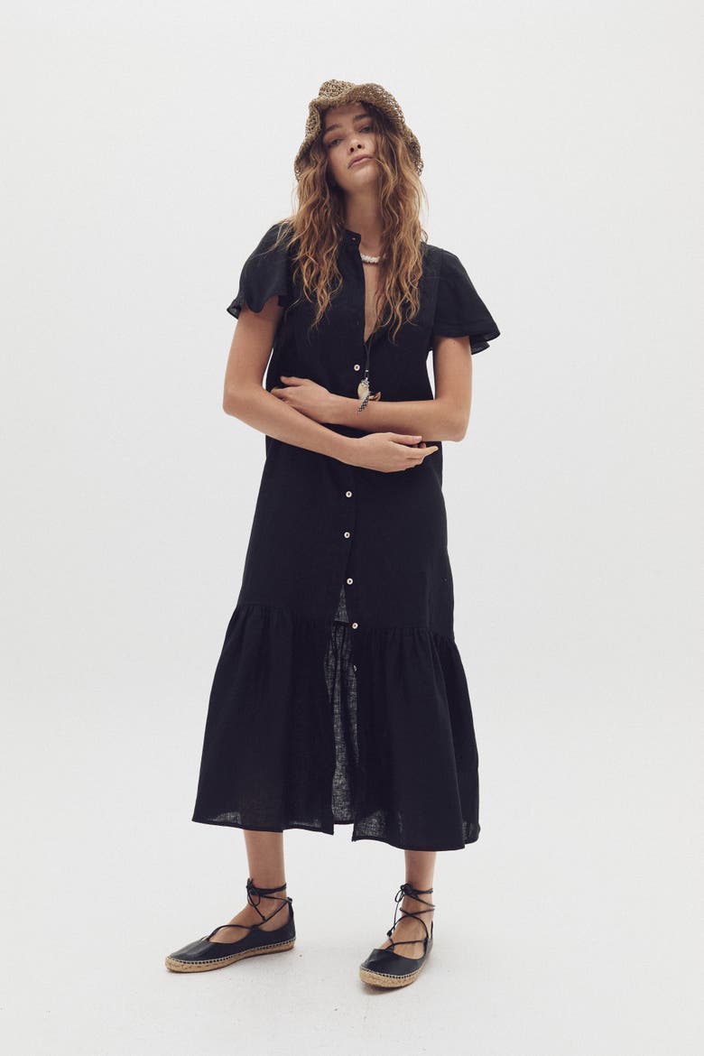 Willow Linen Dress, Alternate, color, Black