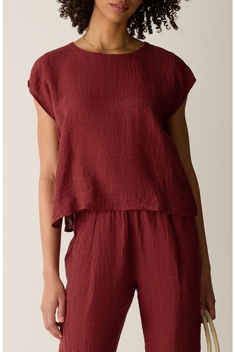 Organic Linen Square Top, Main, color, SUN DRIED TOMATO