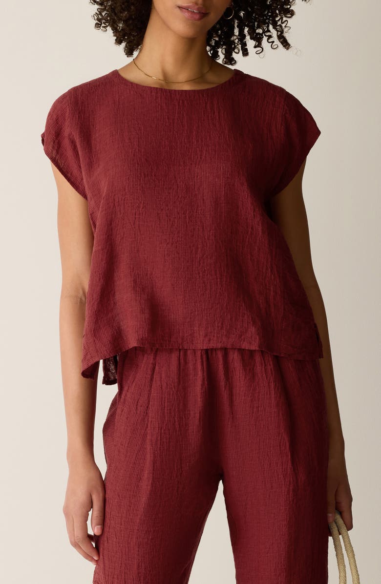 Eileen Fisher Organic Linen Square Top, Main, color, Sun Dried Tomato