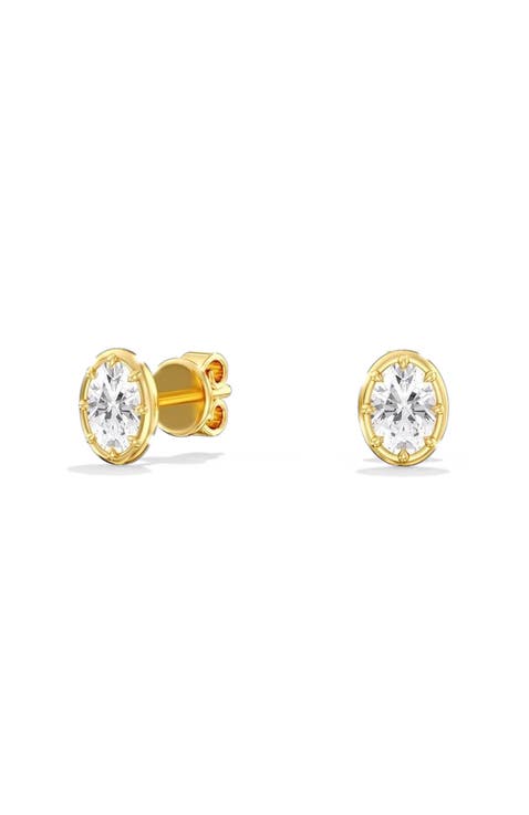 Gold Frame Oval Lab Diamond Studs in 14K Gold