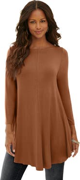 Roaman's Plus Size Boatneck Swing Ultra Drape Tunic Top