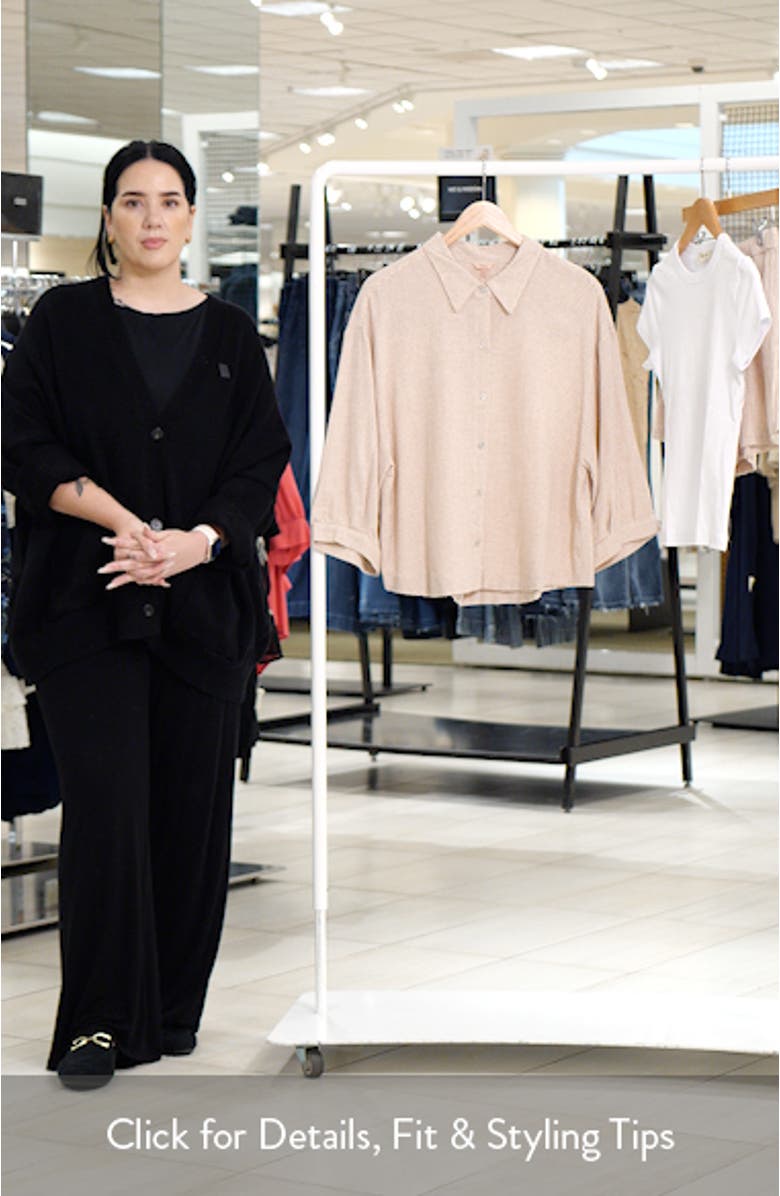 Relaxed Linen Blend Button-Up Sleep Shirt, sales video thumbnail