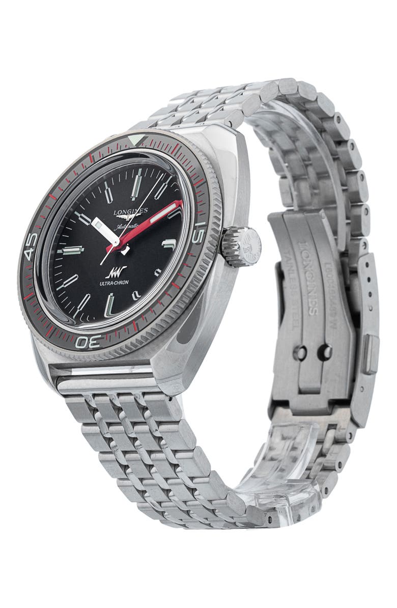 Watchfinder & Co. Longlines Preowned 2023 Heritage L2.836.4.52.6 Bracelet Watch, 43mm, Alternate, color, Black