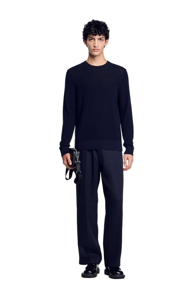 SANDRO Textured knit sweater, Alternate, color, Navy Blue