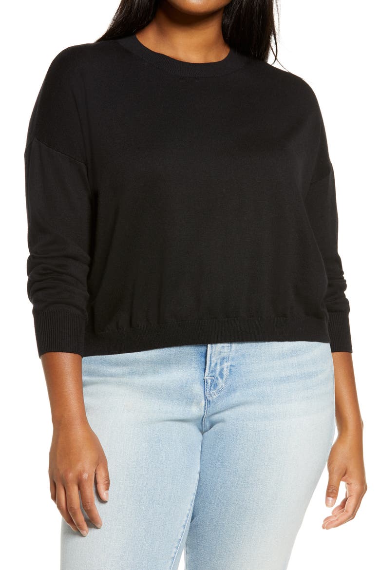 Easy Drop Shoulder Sweater, Main, color, BLACK