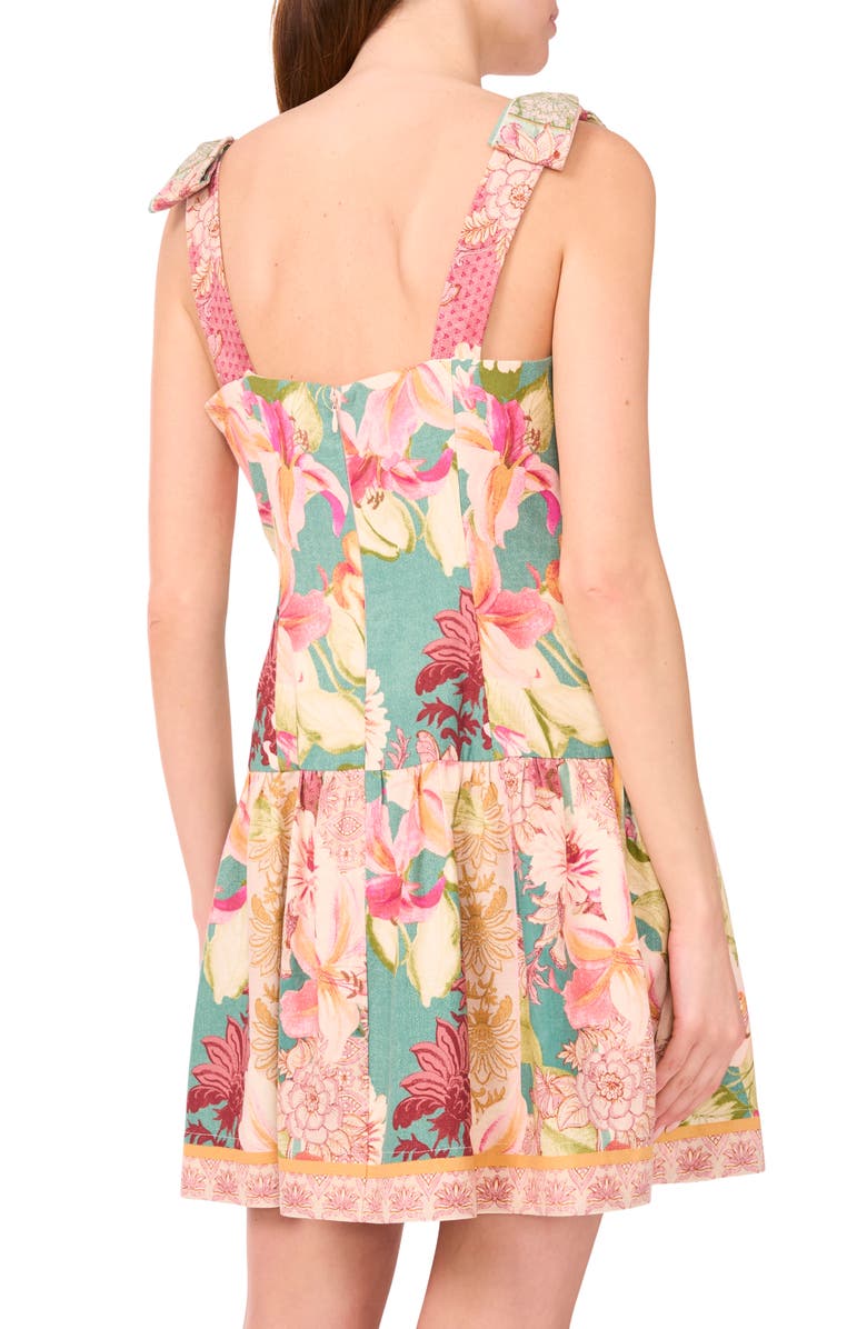 CeCe Floral Tie Strap Minidress, Alternate, color, Tropic Night