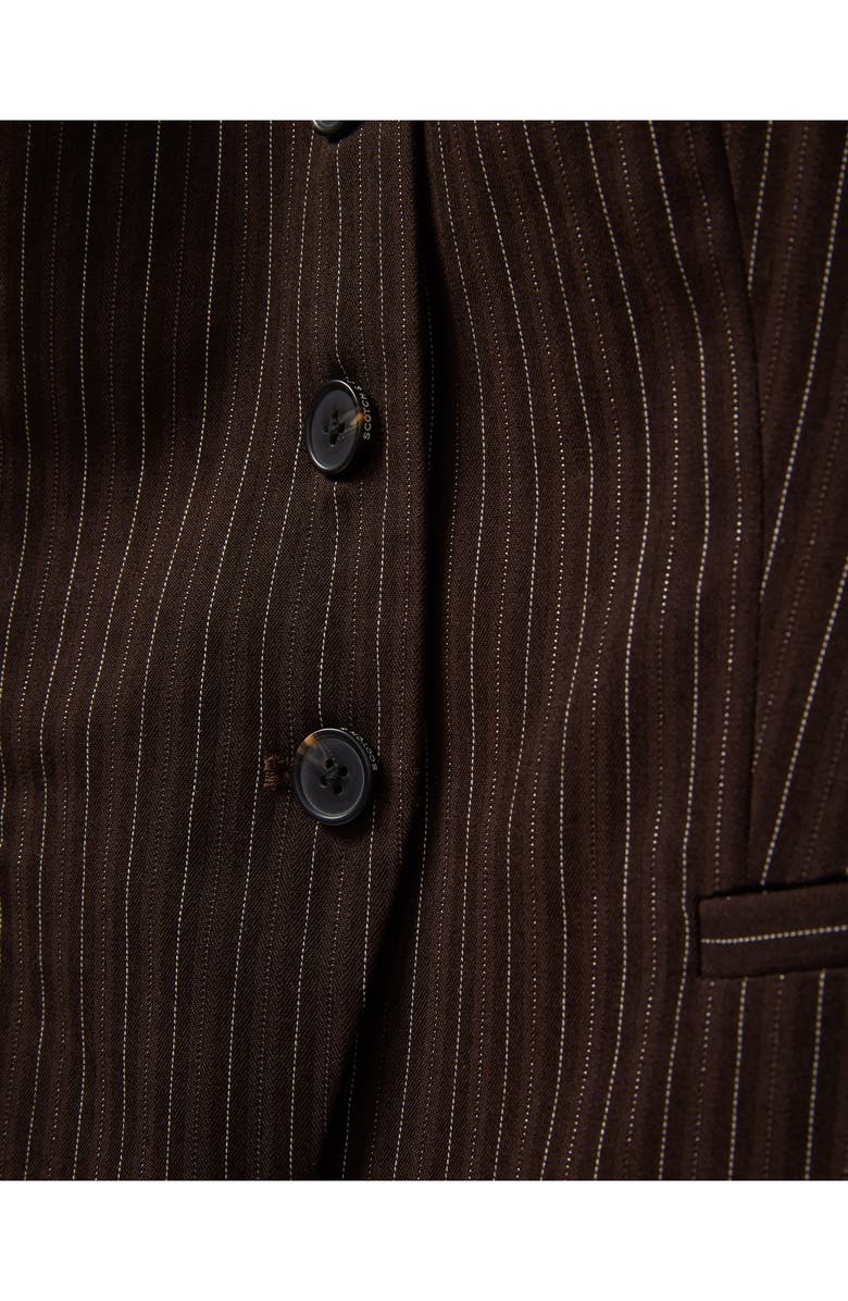 Scotch & Soda Pinstripe Longline Vest, Alternate, color, Brown Pinstripe