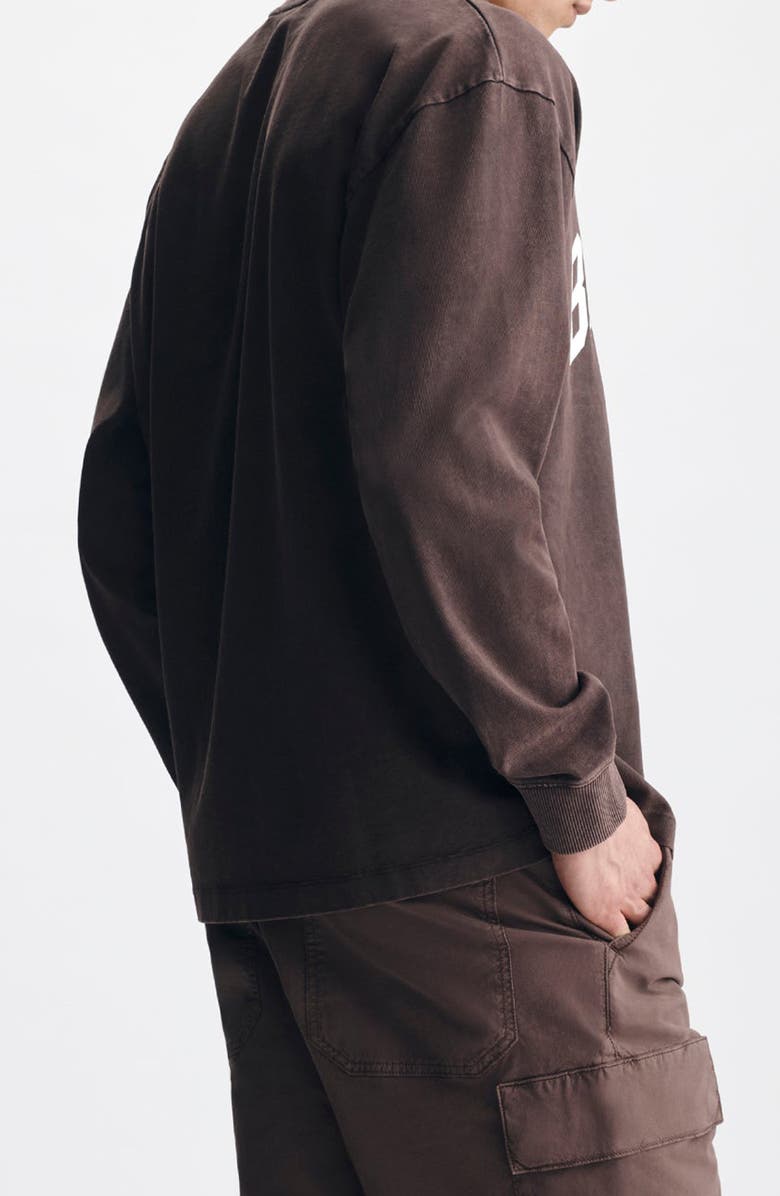 Brooklyn Industries Loose Fit Collegiate Logo Cotton Graphic Long Sleeve T-Shirt, Alternate, color, French Roast