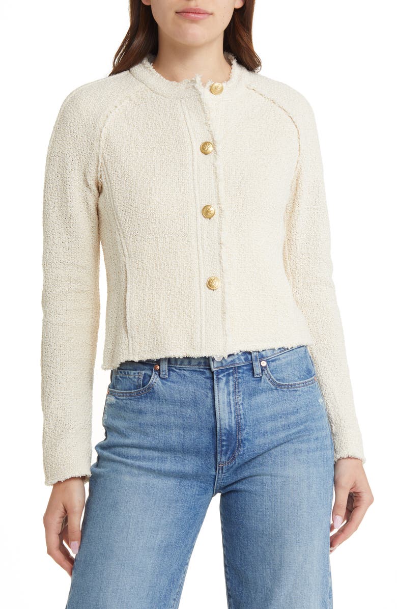 rag & bone Marisa Tweed Jacket, Alternate, color, Ecru