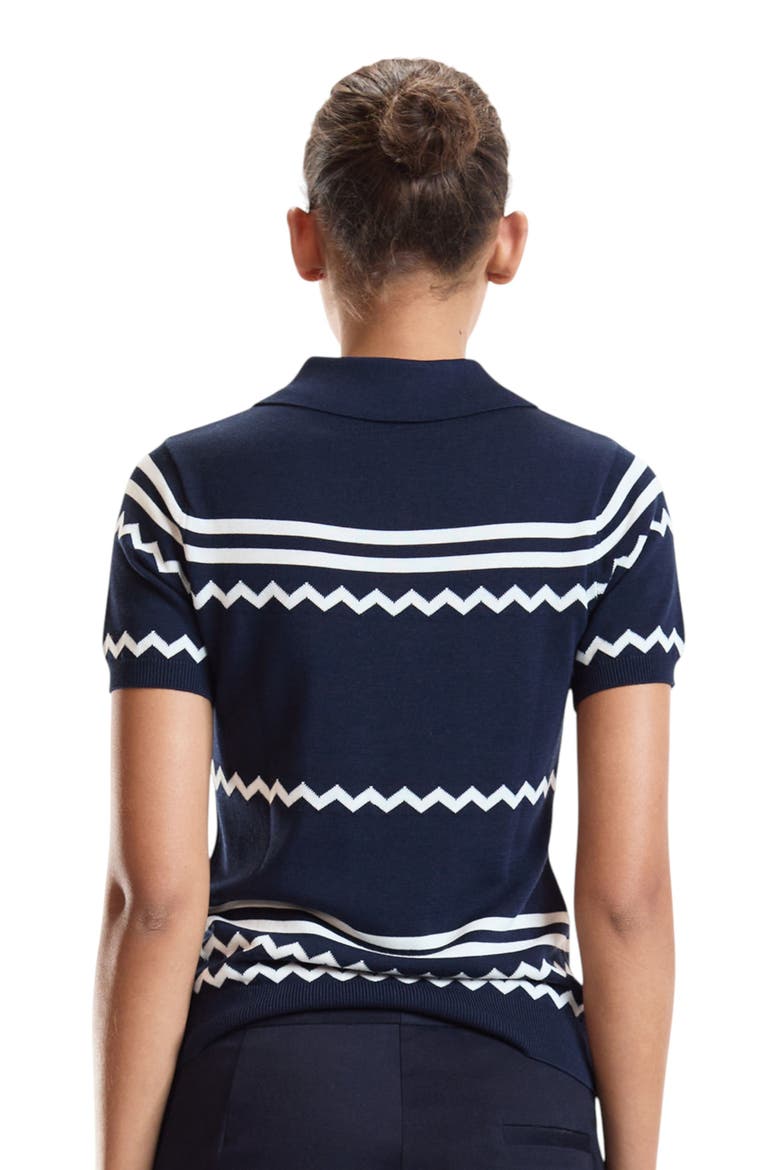 Ziggy Cropped Knit Polo, Alternate, color, Navy
