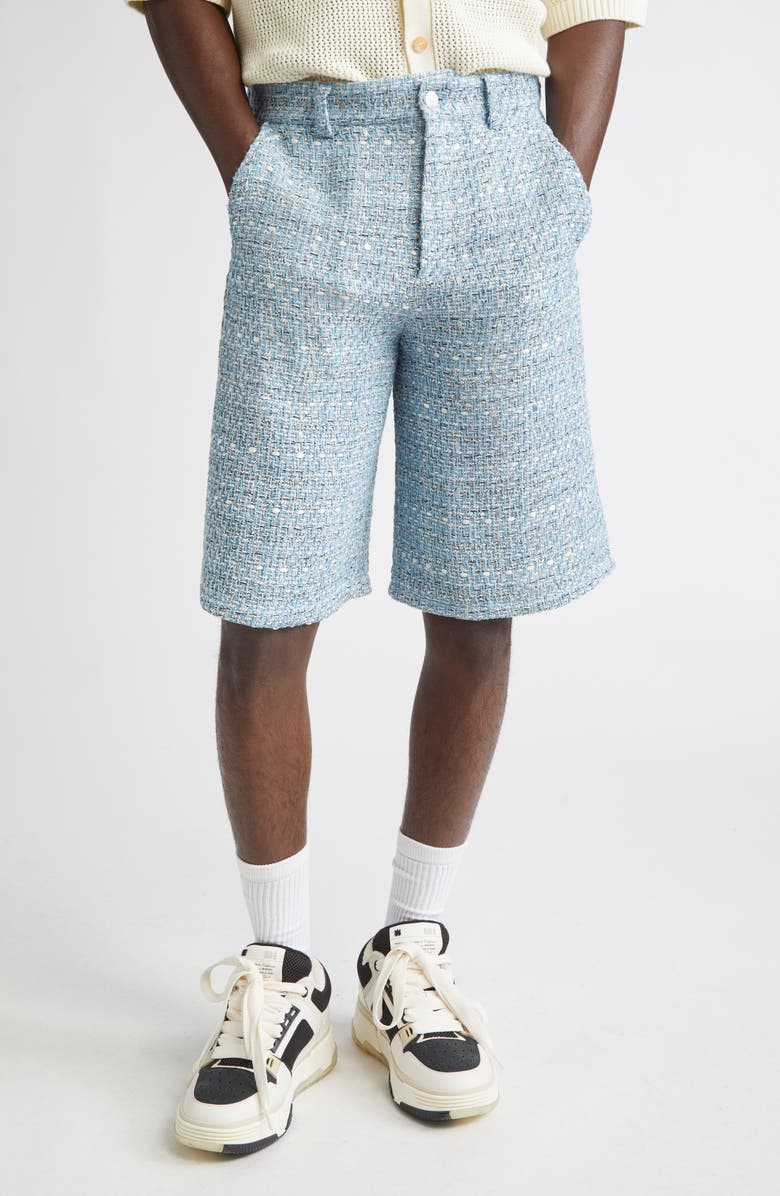 AMIRI Bouclé Bermuda Shorts, Main, color, Ashley Blue