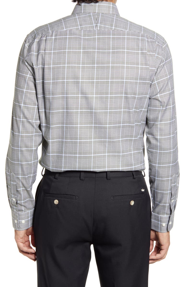 Nordstrom Trim Fit Glen Plaid Non-Iron Dress Shirt, Alternate, color,