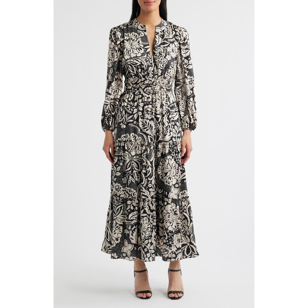 Julia Jordan Two-tone Long Sleeve Maxi Dress In Multi