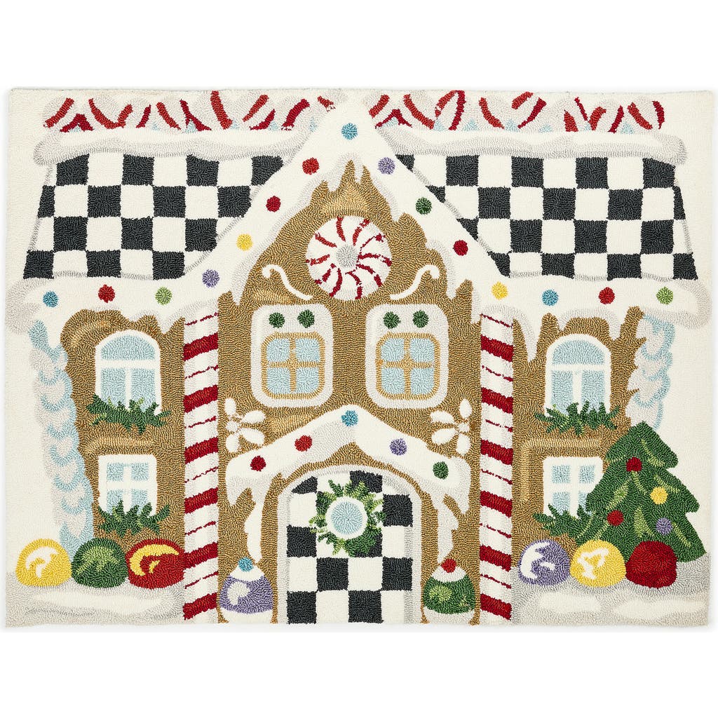 Mackenzie-childs Mackenzie Childs Christmas Gingerbread House Indoor Rug In White