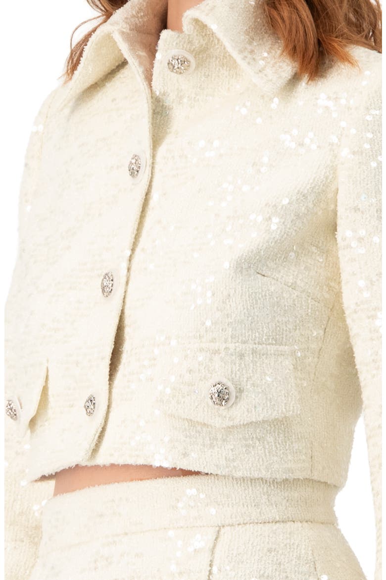 Short Sequin Jacket, Alternate, color, Ivory