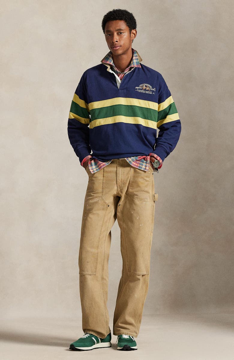 Polo Ralph Lauren Vintage Fit Embroidered Rugby Shirt, Alternate, color, Newport Navy/ Multi