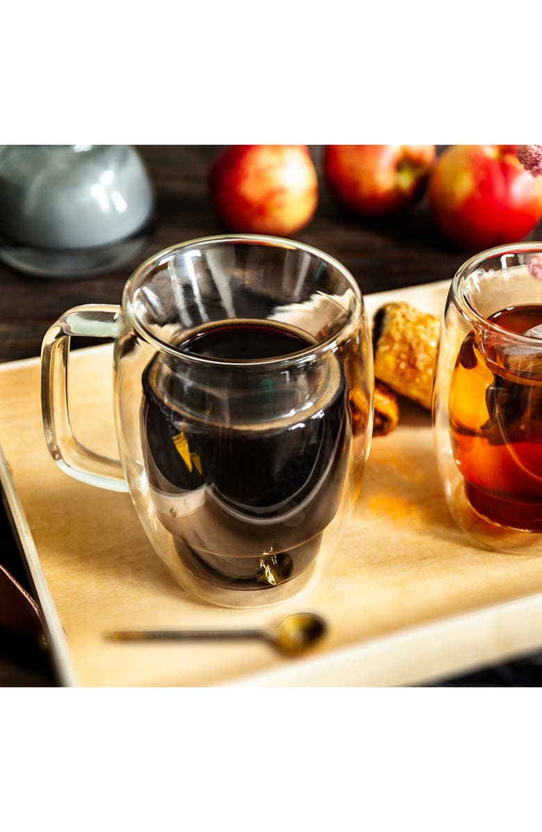 JoyJolt Cadus Double Wall Coffee Glass - Set of 2, Alternate, color, Clear