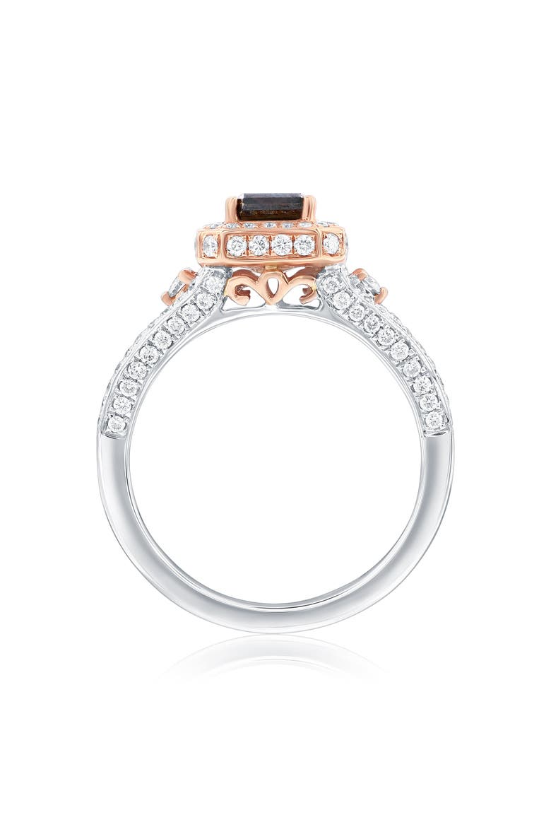 14K White & Rose Gold 1.02ct Brown Diamond & 0.69cttw Diamond Ring, Alternate, color, Brown