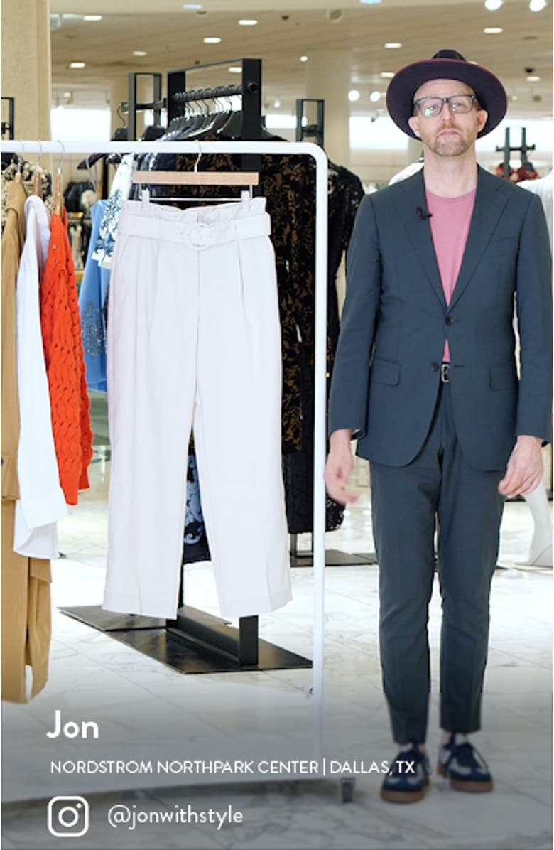 Belted Paperbag Waist Wide Leg Trousers, sales video thumbnail