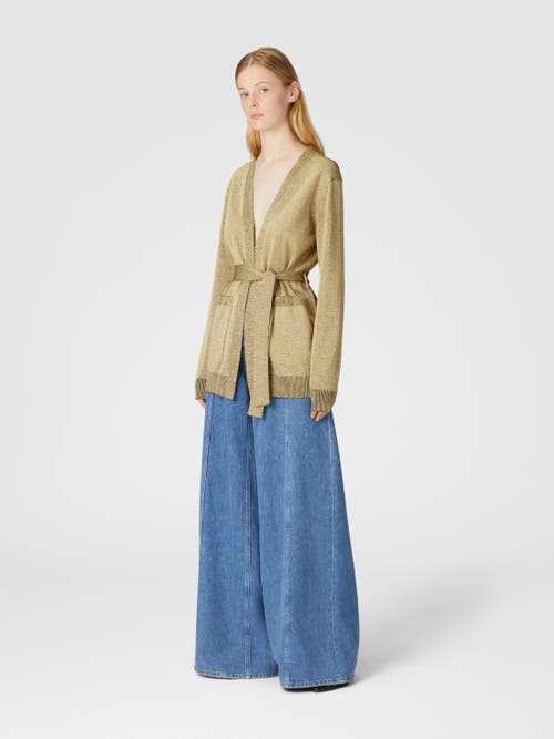 Shop Missoni Glitter-effect Viscose Cardigan With Belt In Black & Gold